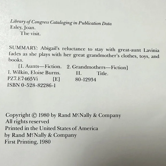 The Visit by Joan Esley Eloise Wilkin FIRST printing 1980 hardcover 9x12 vintage - Picture 6 of 15